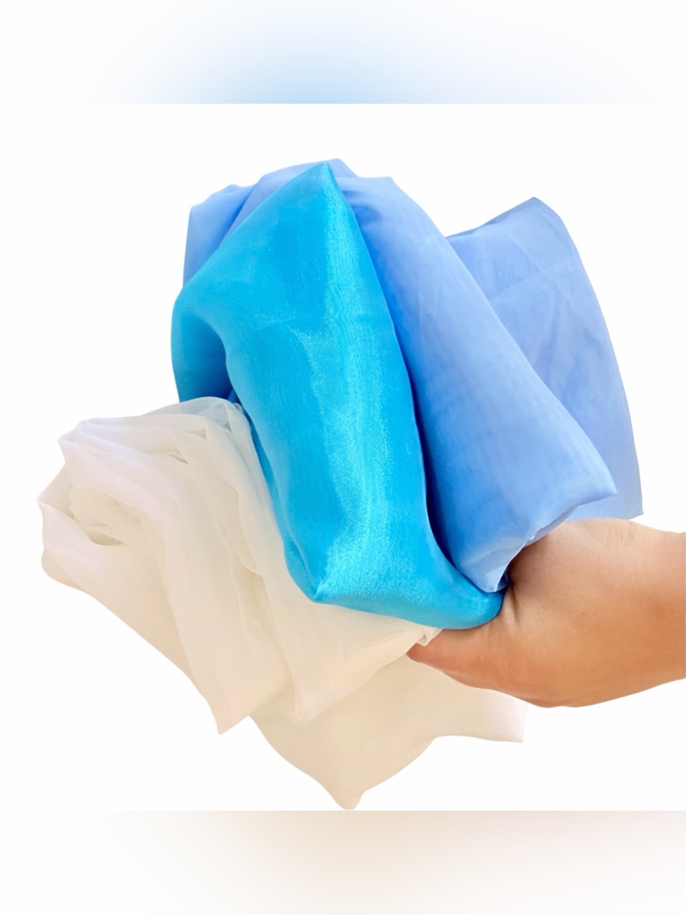 3 Sheer “84 inch Rod Pocket Panels in Blue Color Theme